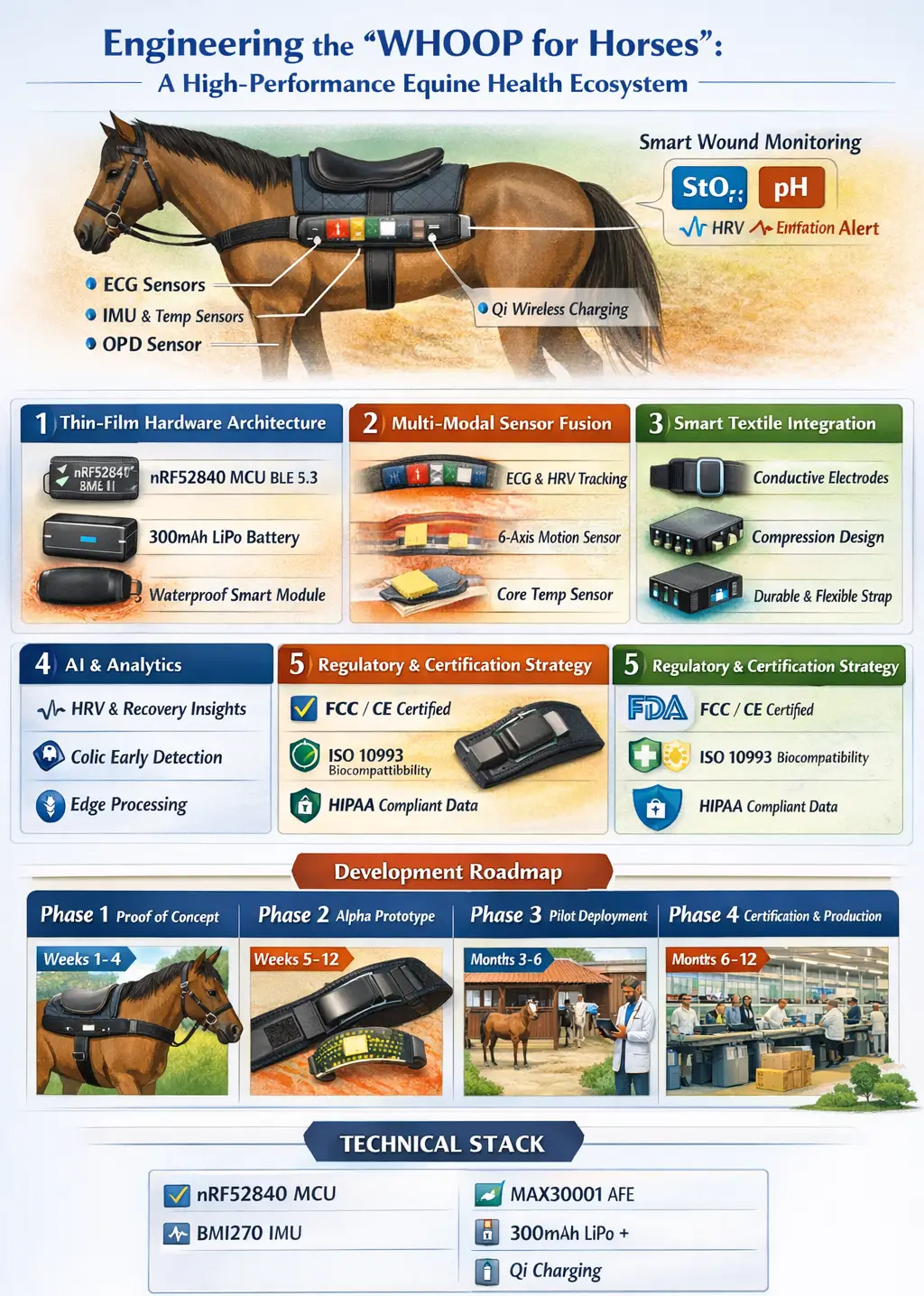 Equine health monitoring IoT wearable