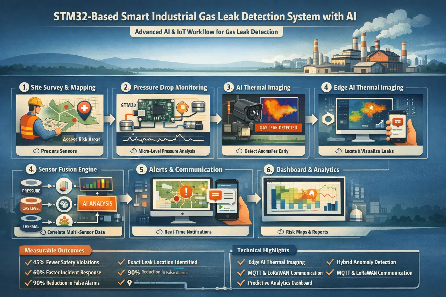 STM32 AI gas leak detection workflow